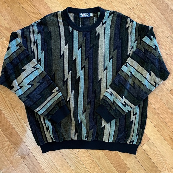 Domenic Sacco Other - Sears Men's Zigzag Crewneck Sweater - Black, Green, Blue